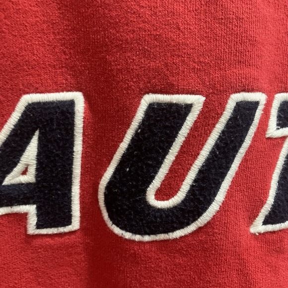 Nautica Embroidered Spell Out Red Mens Crewneck Pullover Sweatshirt XL - Picture 3 of 7